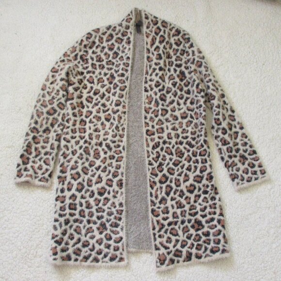 Alya Women's Soft Fuzzy Leopard Print Cardigan Size Small - Picture 1 of 9